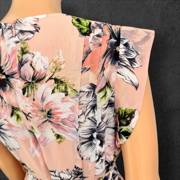 Eliza J Womens Blush Pink Romantic Floral Cascading Ruffle High-Low Hem Dress 2 - Picture 12 of 16